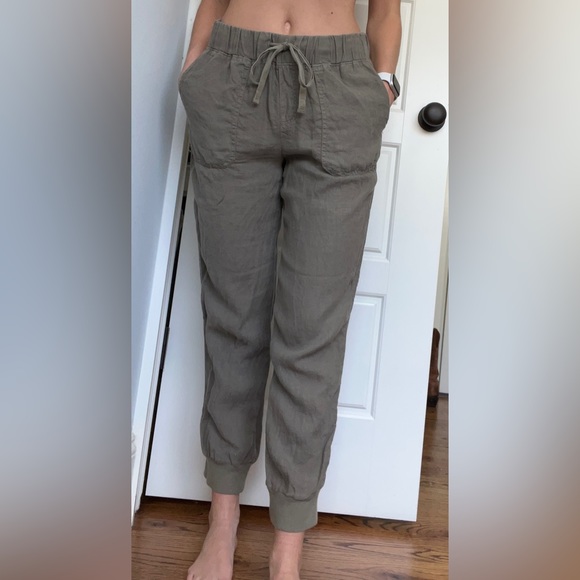 Grey/Green Jogger-Style Linen Pants - Picture 6 of 8